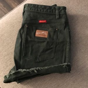 Wrangler high waist green cutoff shorts